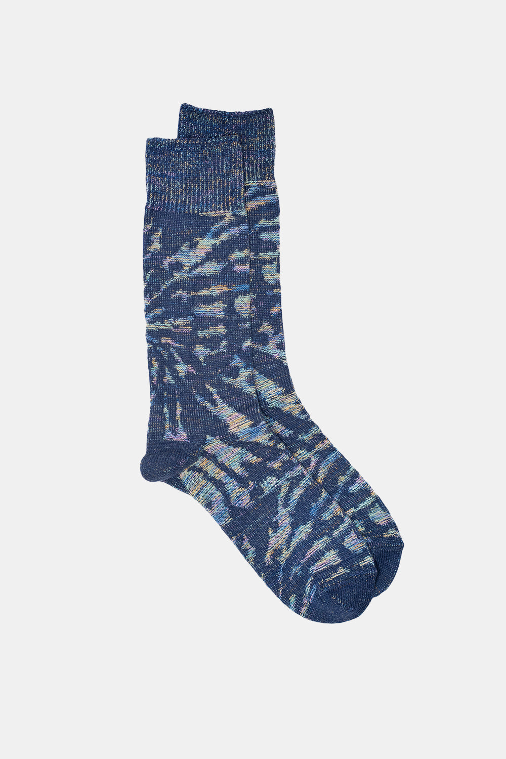 Kinari Kasuri Links Tie-Dye Pattern Recycled Cotton Socks - Navy